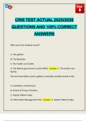 CRIS TEST ACTUAL 2025&sol;2026 QUESTIONS AND 100&percnt; CORRECT ANSWERS