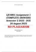 LJU4801 Assignment 1 &lpar;COMPLETE ANSWERS&rpar; Semester 2 2025 - DUE 20 August 2025