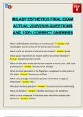 MILADY ESTHETICS FINAL EXAM ACTUAL 2025&sol;2026 QUESTIONS AND 100&percnt; CORRECT ANSWERS