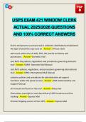 USPS EXAM 421 WINDOW CLERK ACTUAL 2025&sol;2026 QUESTIONS AND 100&percnt; CORRECT ANSWERS