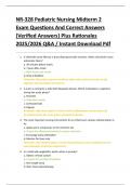 NR-328 Pediatric Nursing Midterm 2 Exam Questions And Correct Answers &lbrace;Verified Answers&rcub; Plus Rationales 2025&sol;2026 Q&A &sol; Instant Download Pdf