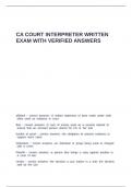 CA COURT INTERPRETER WRITTEN EXAM WITH VERIFIED ANSWERS
