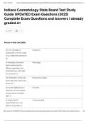 Indiana Cosmetology State Board Test Study Guide UPDATED Exam Questions &lpar;2025&rpar; Complete Exam Questions and Answers &vert; already graded A&plus;