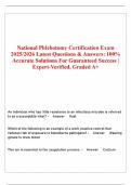 National Phlebotomy Certification Exam 2025&sol;2026 Latest Questions & Answers&colon; 100&percnt; Accurate Solutions For Guaranteed Success 