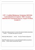 CPT - Certified Phlebotomy Technician 2025&sol;2026 Latest Questions & Answers&colon; 100&percnt; Accurate Solutions For Guaranteed Success 