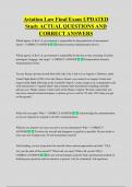 Aviation Law Final Exam UPDATED   Study ACTUAL QUESTIONS AND  CORRECT ANSWERS