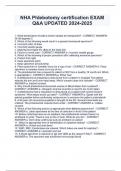 NHA Phlebotomy certification EXAM  Q&A UPDATED 2024-2025 