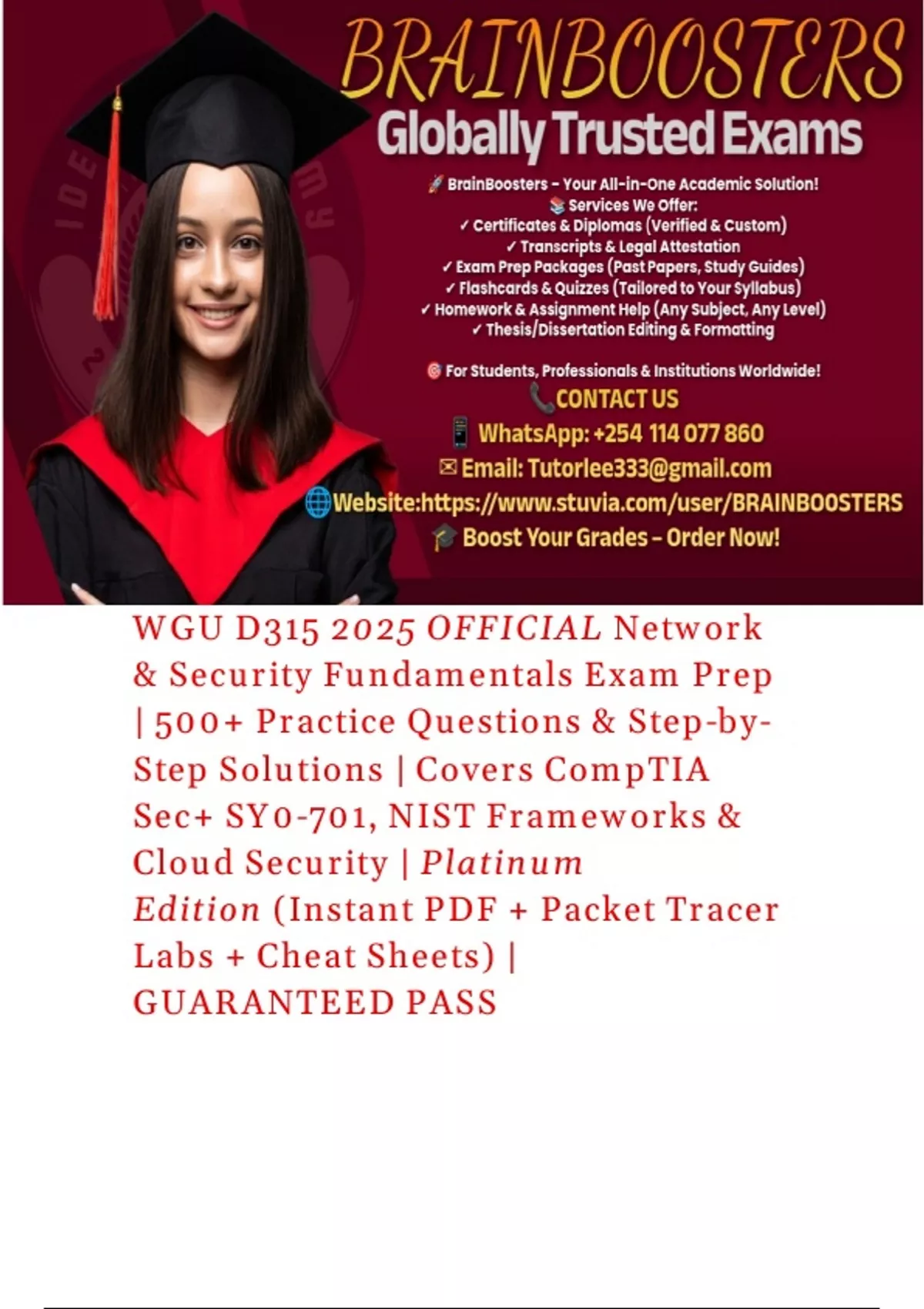 WGU | D315 | 2025 OFFICIAL Network & Security Fundamentals Exam Prep ...