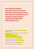  Texas Mold Remediation Contractor State Exam &vert; Brand New Expert Exam Questions with Clear Correct Verified Answers&vert; All Graded A&plus;&vert;Latest Premium Update&lpar;2025-2026&rpar;&vert;100&percnt; Guaranteed Success&period;