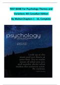 TEST BANK For Psychology Themes and  Variations 4th Canadian Edition  By WeitenChapters 1 - 16&comma; Complete
