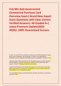 CLG 001 DoD Government Commercial Purchase Card Overview Exam&vert; Brand New Expert Exam Questions with Clear Correct Verified Answers&vert; All Graded A&plus;&vert; Latest Premium Update&lpar;2025-2026&rpar;&vert; 100&percnt; Guaranteed Success&period;