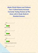 Abeka World History and Cultures Test 12 &lpar;Final Exam&rpar; Accurate Currently Testing Versions of The Exam with A Study Guide & Detailed Answers&period;      