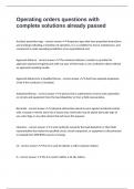 Operating orders questions with complete solutions already passed