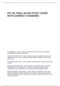 PN 101 FINAL EXAM STUDY GUIDE WITH CORRECT ANSWERS