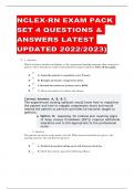 NCLEX&lowbar;RN&lowbar;Exam&lowbar;Pack&lowbar;Set&lowbar;4 Questions Answers&lowbar;Updated&lowbar;2025  &lpar;updated for 2024&sol;2025&rpar; &ndash; verified questions and answers for an a grade