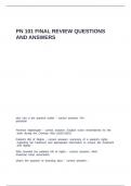 PN 101 FINAL REVIEW QUESTIONS AND ANSWERS
