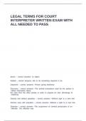 LEGAL TERMS FOR COURT INTERPRETER WRITTEN EXAM WITH ALL NEEDED TO PASS