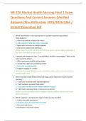 NR-326 Mental Health Nursing Final 1 Exam Questions And Correct Answers &lbrace;Verified Answers&rcub; Plus Rationales 2025&sol;2026 Q&A &sol; Instant Download Pdf