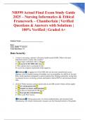 NR599 Actual Final Exam Study Guide 2025 &ndash; Nursing Informatics & Ethical Framework &ndash; Chamberlain &vert; Verified Questions & Answers with Solutions &vert; 100&percnt; Verified &vert; Graded A&plus;