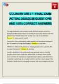 CULINARY ARTS 1&colon; FINAL EXAM ACTUAL 2025&sol;2026 QUESTIONS AND 100&percnt; CORRECT ANSWERS