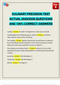 CULINARY PRECISION TEST ACTUAL 2025&sol;2026 QUESTIONS AND 100&percnt; CORRECT ANSWERS