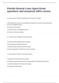 Florida General Lines Agent Exam questions well answered 100&percnt; correct