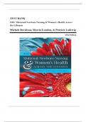 Test Bank For Olds&rsquo; Maternal-Newborn Nursing and Women&rsquo;s Health Across the Lifespan 10th Edition By Davidson Complete Guide Latest Update Version 2024