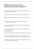 IPMBA Police Cyclist Course questions and answers graded A&plus; 