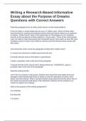 Writing a Research-Based Informative Essay about the Purpose of Dreams Questions with Correct Answers