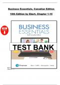 Test Bank &ndash; Business Essentials&comma; 10th Canadian Edition by Ronald Ebert &vert; Complete Exam Questions & Answers for All Chapters