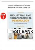 Test Bank &ndash; Industrial and Organizational Psychology&comma; 7th Edition by Paul Spector &vert; Complete Exam Questions & Answers for All Chapters