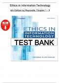 Test Bank &ndash; Ethics in Information Technology&comma; 6th Edition by George Reynolds &vert; Complete Exam Questions & Answers for All Chapters