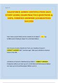 SALESFORCE ADMIN CERTIFICATION 2025 STUDY GUIDE&vert; EXAM PRACTICE QUESTIONS & 100&percnt; VERIFIED ANSWERS &vert;GUARANTEED SUCCESS