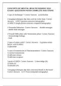 CONCEPTS OF MENTAL HEALTH NURSING N322 EXAM 1 QUESTIONS WITH COMPLETE SOLUTIONS