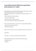Law Enforcement Mid-term questions and answers A&plus; rated