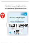 Test Bank – Statistics for Managers Using Microsoft Excel, 9th Edition by David Levine | Complete Exam Questions & Answers for All Chapters