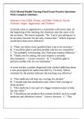 N322 Mental Health Nursing Final Exam Practice Questions With Complete Solutions