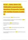 PC707 - FINAL EXAM &lpar;ALL MODULES&rpar; Comprehensive Questions &lpar;Frequently Tested&rpar; with Verified Answers Graded A&plus;