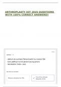 ARTHROPLASTY IOT 2025 QUESTIONS WITH 100&percnt; CORRECT ANSWERS&excl;&excl;