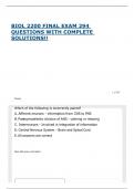 BIOL 2200 FINAL EXAM 294 QUESTIONS WITH COMPLETE SOLUTIONS&excl;&excl;