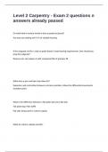 Level 2 Carpentry - Exam 2 questions n answers already passed