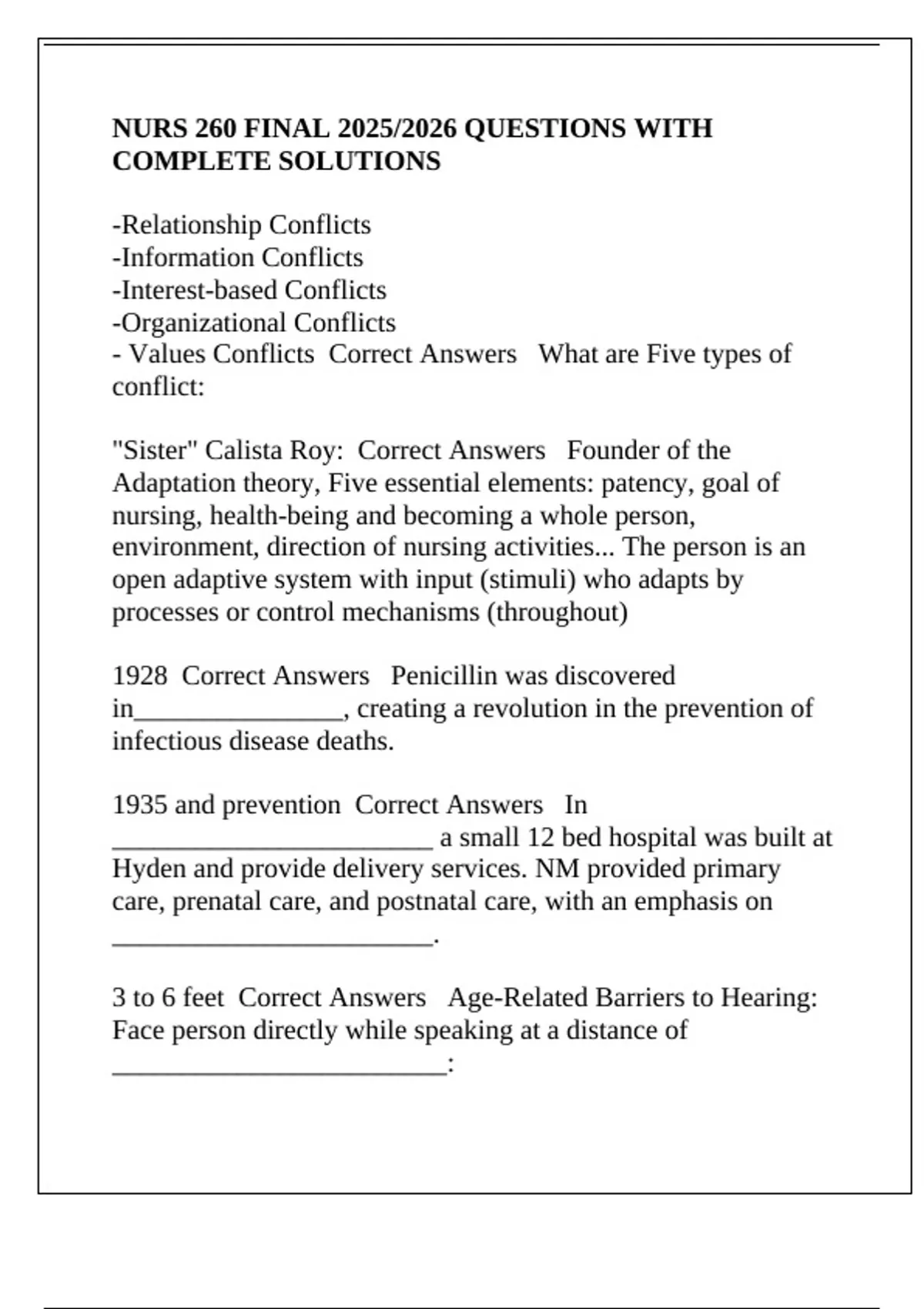 NURS 260 FINAL 2025/2026 QUESTIONS WITH COMPLETE SOLUTIONS - NURS 260 ...