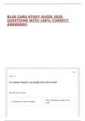 BLUE CARD STUDY GUIDE 2025 QUESTIONS WITH 100&percnt; CORRECT ANSWERS&excl;&excl;