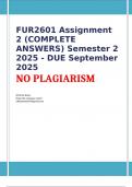 FUR2601 Assignment 2 (COMPLETE ANSWERS) Semester 2 2025 - DUE September 2025