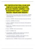 EPIC CERTIFICATION FINAL EXAM 2025 COMPLETE EXAM QUESTIONS WITH DETAILED VERIFIED ANSWERS &lpar;100&percnt; GUARANTEED PASS&excl;&excl;&rpar; &vert;&vert;ALREADY GRADED<<BRAND NEW VERSION>>