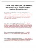 5 Dollar Traffic School Exam &vert; All Questions and Correct Answers &lpar;Detailed Answers&rpar; &vert; Graded A&plus; &vert; Verified Answers