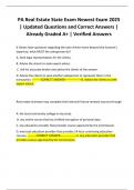 PA Real Estate State Exam Newest Exam 2025 &vert; Updated Questions and Correct Answers &vert; Already Graded A&plus; &vert; Verified Answers