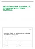2025 WRITTEN TEST- BLUE CARD 109 QUESTIONS WITH ALL PASSED SOLUTIONS&excl;&excl;