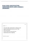 BLUE CARD CERTIFICATION QUESTIONS WITH 100&percnt; CORRECT ANSWERS&excl;&excl;