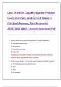 Class A Water Operator License Practice  Exam Questions And Correct Answers  &lpar;Verified Answers&rpar; Plus Rationales  2025&vert;2026 Q&A &vert; Instant Download Pdf 